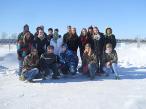 Royalton students touring the Solar Array at St. John's Outdoor University during a YES! Winter Workshop there