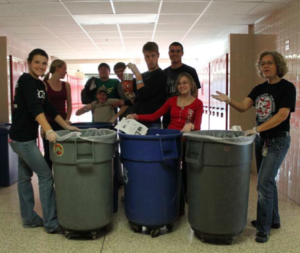 ROCORI YES! team members flexing their recycling muscles